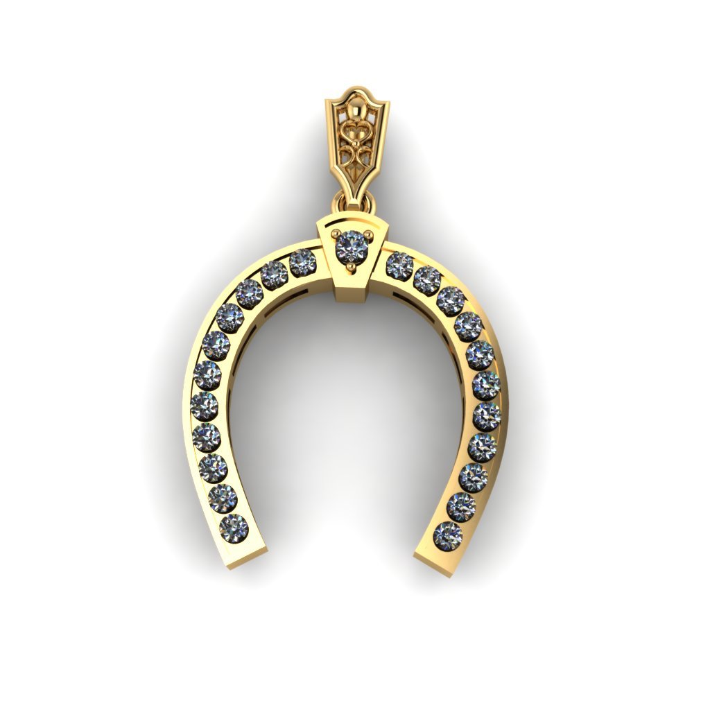 horseshoe pendant gold golden 3D print model - Mito3D