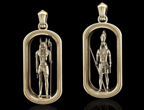 horus anubis colgante pendiente 3d impresión modelo in colgantes 3dexport imprimible stl antiguo egipcio oro plata platino hombres mujer egipto elegante obj faraón joyería 3d print model - Mito3D