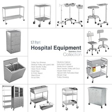 hospital equipment collection 3d model in medical 3dexport steel wheel trolley cabinet scrub sink chair taboret medicine desk mayo stand- bowl pole dressing csr sterile 3d print model - Mito3D