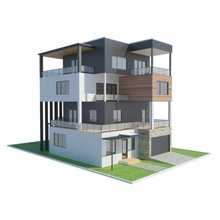 house 13 free 3d model max poly game ready building exterior design architecture family terrace siding traditional modern apartment american europian 3d print model - Mito3D