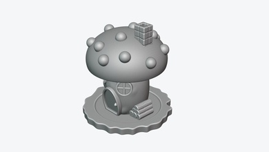 seta de la casa hongo fentethi dibujos animados impresión juegos las miniaturas para el recuerdo 3d print model - Mito3D
