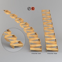 k house stair 3d model in 3dexport staircase stairway wood modern 3d print model - Mito3D
