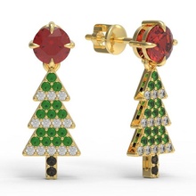 hristmas tree earrings jewelry christmas diamond gold jewels 3d print model - Mito3D