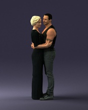 hugging couple in black dress 0354 3d print ready model man 3dexport scan polygon 3dprint human male realistic posed character people miniatures woman child love relationship romance 3d print model - Mito3D