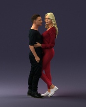 hugging young couple 0359 3d print ready scan model polygon 3dprint human male realistic posed character people miniatures man woman child love relationship romance 3d print model - Mito3D