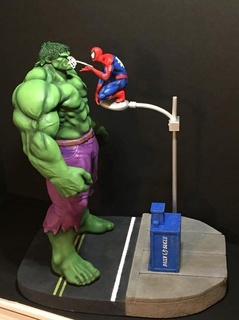 hulk uomo Ragno diorama vendicatore supereroe meraviglia eroe mutazione Capitano gioco guerra infinita miniature figura carattere sculture figurine marchio netto distruggere hulkbuster 3d print model - Mito3D