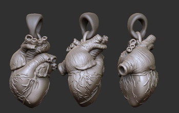 human heart pendant 3d print model in pendants 3dexport 3dsculpture decor art anatomy organ 3d print model - Mito3D