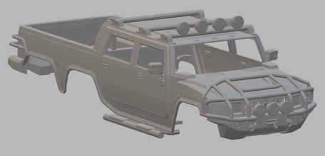 hummer h2 6x6 druckbare Körper truck bedruckbar ist LKW slot scalextric tamiya rc radio Kontrolle shell 3d print model - Mito3D