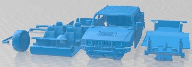Hummer h2 dikiş 2011 yazdırılabilir araba otomotiv yuva ölçülü Tamiya rc miniz hobi mikro döküm 3d print model - Mito3D
