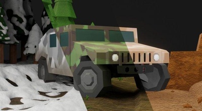 hummer militare camuffare gratuito 3d modello in trasporto 3dexport attrezzature macchina veicolo jeep inverno foresta deserto lowpoly low poly 3d print model - Mito3D