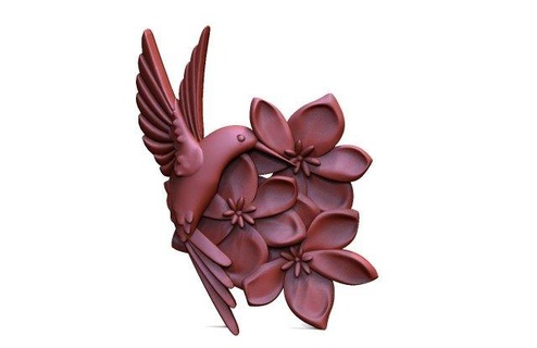 beija Flor cnc 23 1 sinais logotipos pássaro arte alívio aspirar Artcam flor 3d print model - Mito3D