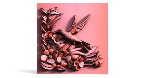 colibrì cnc segni loghi arte fiori sollievo uccello 3d print model - Mito3D
