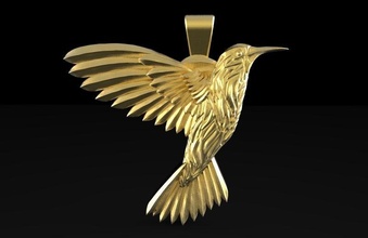 hummingbird pendant 4 3d print model in pendants 3dexport bird art jewelry jewel fashion animal 3d print model - Mito3D
