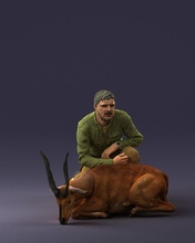 hunter antelope 0112 3d print ready scan model polygon 3dprint human male realistic posed character people miniatures man woman child style success fashion beauty 3d print model - Mito3D