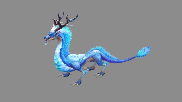 ice dragon - chinese serpent mythical monster magical east asia water frozen snow creatures lowpolymodel hand painted animals dinosaur 3D print model - Mito3D