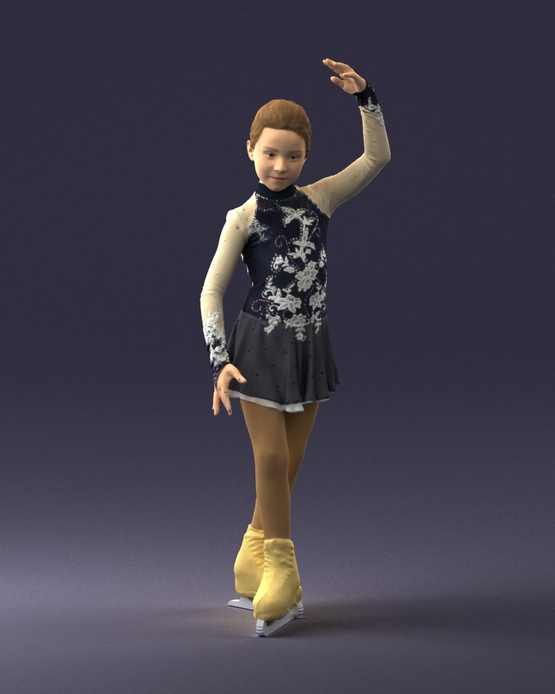 ice skating girl 0158 3d print ready model in child 3dexport scan polygon 3dprint human male realistic posed character people miniature style fashion photochildren children 3D print model - Mito3D