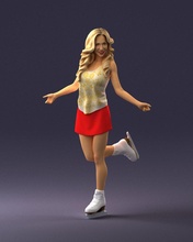 ice skating woman 0159-3 3d print ready model in 3dexport scan polygon 3dprint human male realistic posed character people miniatures man child style success outfit fashion 3d print model - Mito3D