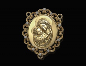 icona maria gesù collana rosario 3d stampa modello in collane 3dexport stampabile gioielleria pendente ciondoli oro argento platino brillante sterlina madre cristo religioso vergine donne medaglione 3d print model - Mito3D