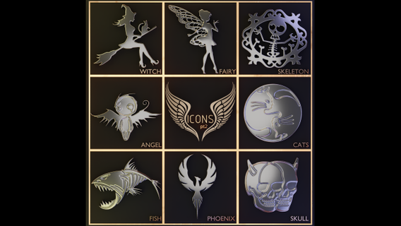 icons pt2 pendants angel cats fairy fish phoenix skull skeleton witch blender blend obj stl step 3dprint 3d print model - Mito3D