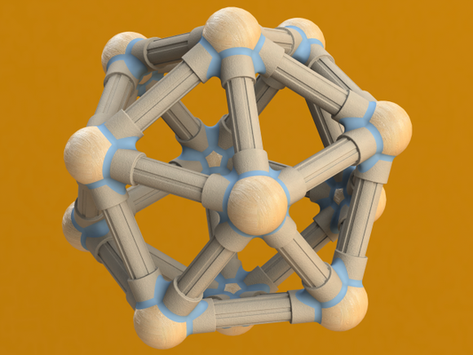 ikosahedral yapılar atomları 3d yazdır model in matematiksel sanat 3dexport ikosahedra bilim toplar üçgensel yönler atomik simetri malzemeler yüzlü küme dörtyüzlü icosahedron kontahedron molekül birim hücreler dekorasyon 3d print model - Mito3D