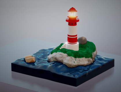 il faro- scena con mare - lighthouse file stl architecture faro sea barca nave model model3d scultura scenarios scenario filestl 3d print model - Mito3D