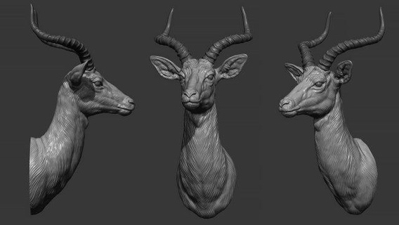 impala antelope bust animals horn statue animal head moodecor printable pendants medallion cnc jewelry sculptures 3d print model - Mito3D