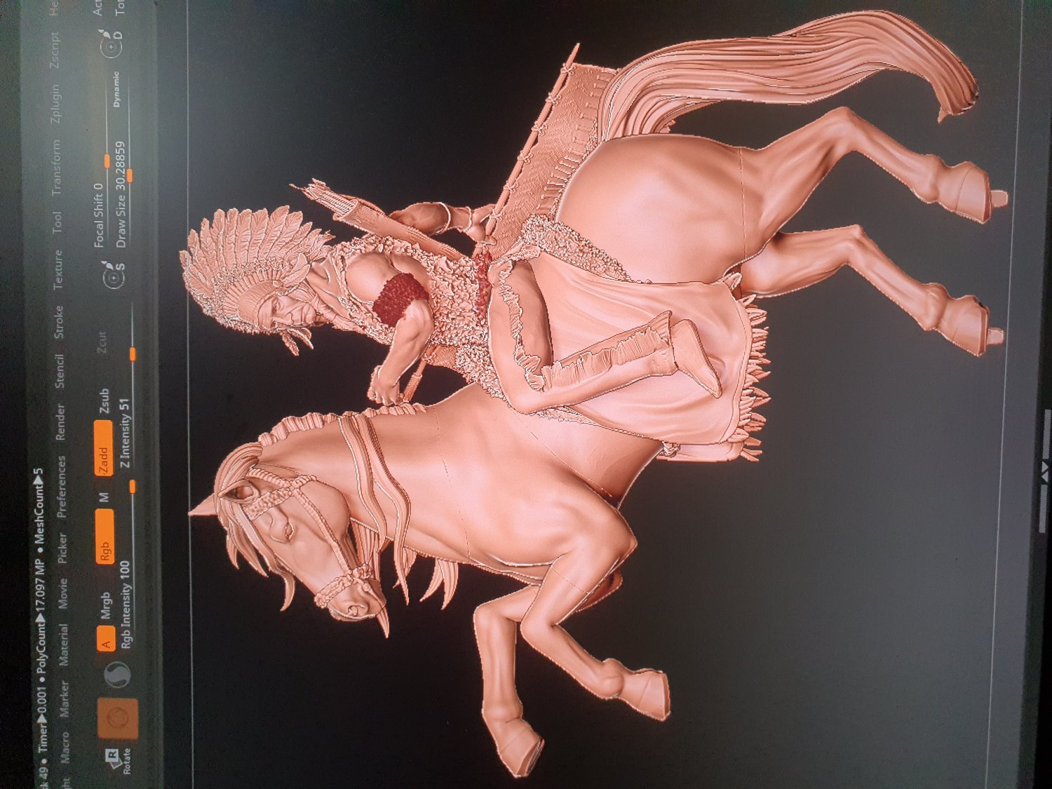 indiano nativo americano on cavallo 3d stampa modello in figurine 3dexport apache sioux figura miniature 3D print model - Mito3D
