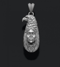 indian native man eagle pendant wildwest aboriginal america american head hunt indians jewellery jewelry ritual tribe necklace igl igle obj plains zbrush nomad 3d print model - Mito3D