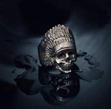indian skull ring ring rings silver jewelry jewellery skullsring skulls jewel skull biker bikers head indian horror halloween animal skeleton anatomy heads