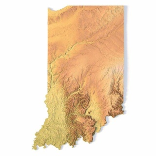 Indiana stl 3d Yazdır model arazi Amerika Birleşik Devletleri ülke Sanat harita 3d print model - Mito3D