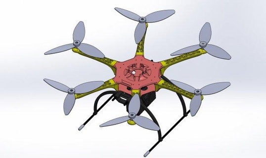industrial drone hexacopter zumbido mecánico partes 3d modelo aeroespacial Ingenieria diseño 3dprint 3dready personalizado 3d print model - Mito3D