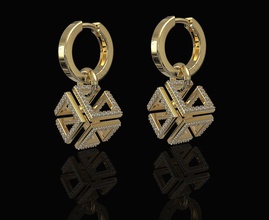 infinity cube earrings 3d print model in 3dexport printable stl gold silver platinum sterling gems women girls brilliant stylish diamond earring infinity-cube jewellry 3d print model - Mito3D