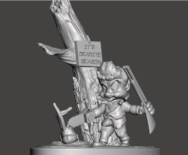 inspired scene looney tunes - evil dead crossover cover image monsters & creatures evildead ash williams ashevildead ashwilliams looneytunes bugs bunny bugsbunney toons deadite 3d print model - Mito3D