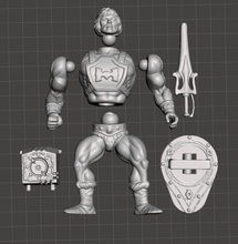 inspired thunder punch he-man figure articulated ready to print 3d model in 3dexport heman shieldsword motu masters universe amos del universo sield sword power articulada 3d print model - Mito3D