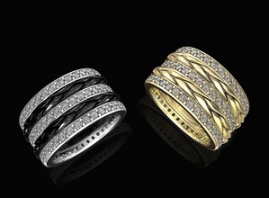 interlaced band ring diamond 3d printable stl rings platinum gold silver engagement wedding gem fashion brilliant women men jewellry 3d print model - Mito3D