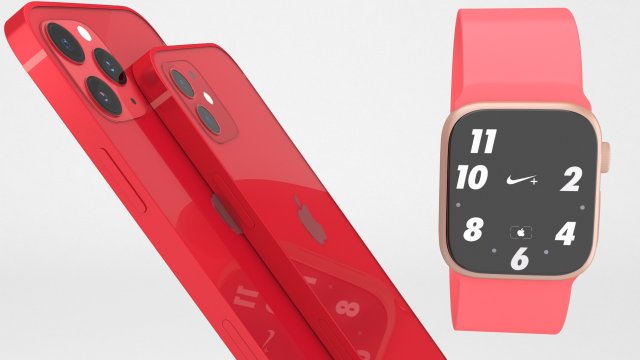 iphone 12 apple watch 6 3d model in phone cell 3dexport mini pro applewatch iwatch series 44mm red smartphone cellphone collection realitic 3dsmax fbx 3D print model - Mito3D