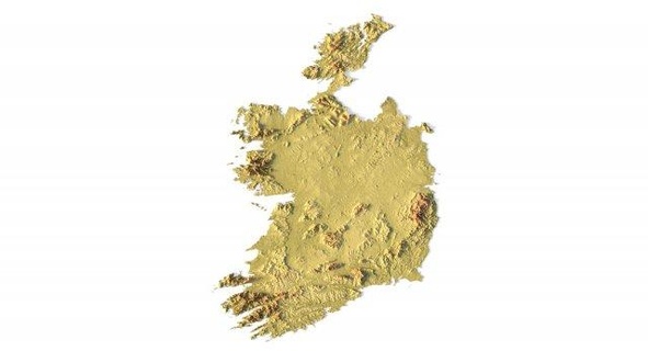 Irland stl 3d drucken Modell Terrain Karte Landschaft Land Linderung Geographie Kontinent Berg Erde 3d print model - Mito3D