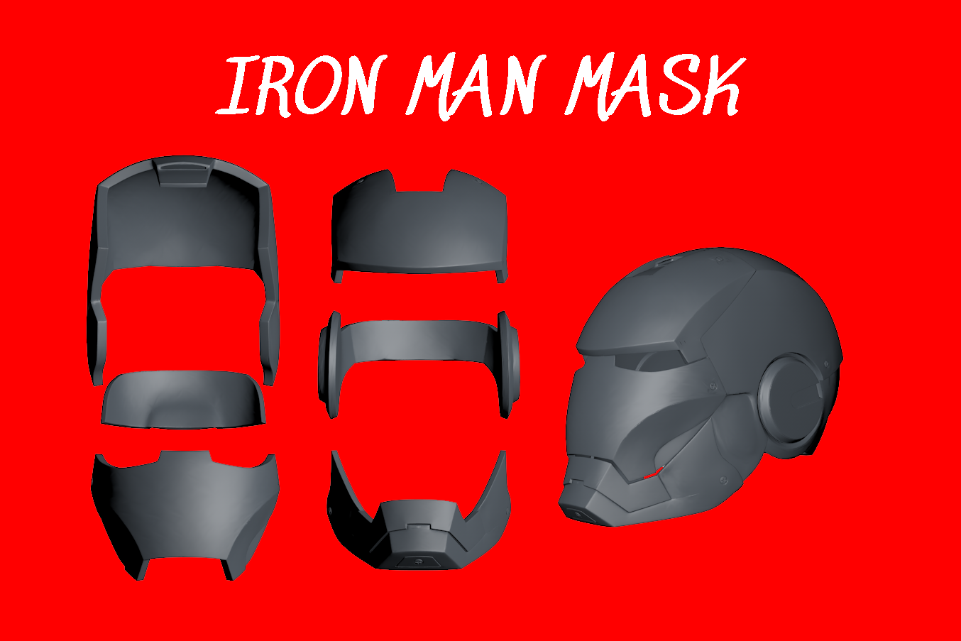 ferro homem mascarar capacete 3d impressão modelo in 3dexport ferro ironman helmet iron man máscara facial maravilha personagem imprimível 3dprint proteger aranha piscina morta spline 3D print model - Mito3D