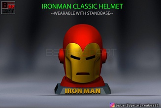 ironman classic helmet - wearable standbase marvel comic 3d print model in toys 3dexport iron-man iron mask captain cosplaymask super-hero hero head face accessories toy bust avenger 3d print model - Mito3D