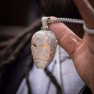 ironnman face diamond pendant pendants ironnmandiamond luxury rapper fashion hiphop jewelry gemstone elegant celebrity style jewellery bling gem urban 3d print model - Mito3D