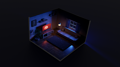 isometric living room isometry 3d 3dmodel 3ds livingroom living-room livingroom-decor night blender game architecture interiors 3d print model - Mito3D