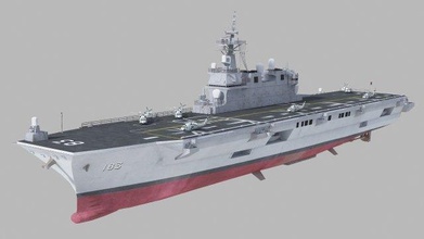 izumo class lpd 3d model in battleship 3dexport carrier navy japan jmsdf warship watercraft f-35 military ship 3d print model - Mito3D