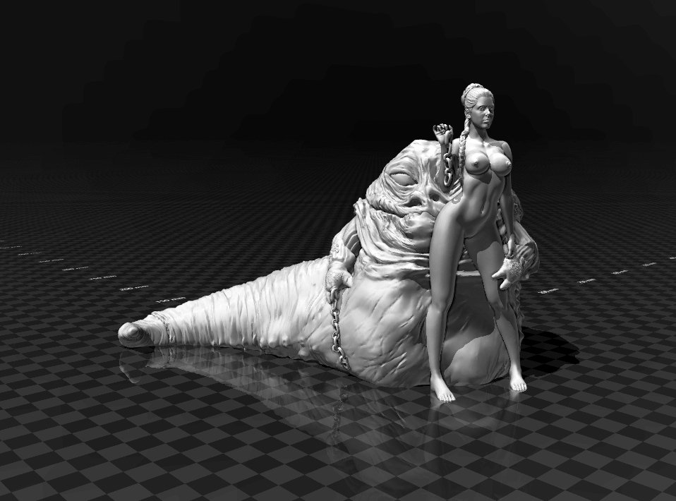 jabbas prisoner - princess leia 3d print model in monsters & creatures 3dexport jabba star wars starwars costume customized free game gaming jabba-the-hutt movie openscad scene 3D print model - Mito3D