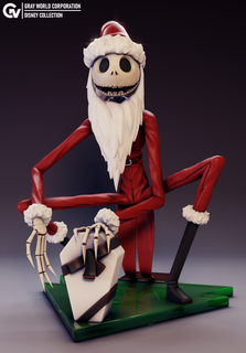 Jack Skellington Papa Noel traje pesadilla Navidad monstruos criaturas Jack esqueleto disney personaje muertos vivientes Navidad masculino aparejo 3d print model - Mito3D