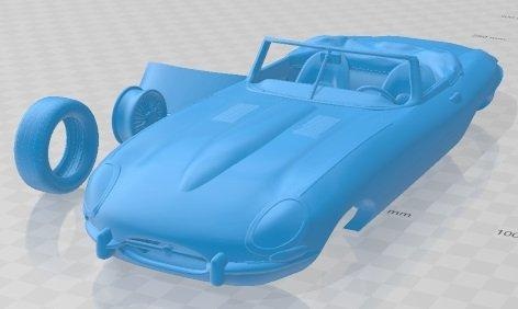 jaguar e type roadster 1962 printable body car automotive slot scalextric tamiya rc miniz hobby micro diecast 3d print model - Mito3D
