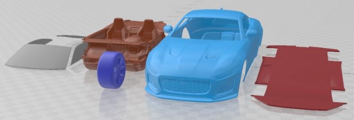 jaguar f type coupe 2021 printable car 3d print model in automotive 3dexport slot scalextric tamiya rc miniz hobby micro diecast 3d print model - Mito3D