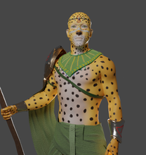 jaguar warrior low-poly 3d model in man 3dexport armor knight swear character fantasy war material textures strategy rpg survival mmo medieval stylised jungle samurai 3d print model - Mito3D