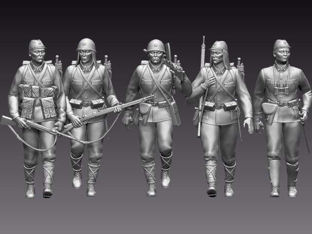japan soldiers ww2 3d print model in figurines 3dexport war ii soldier japanese kamikaze type 100 arisaka 99 katana army officer sculpture commander wwii 2ww 3D print model - Mito3D