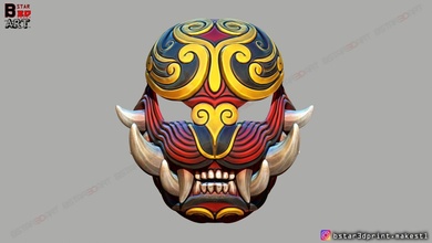 japanisch löwe maske teufel hannya halloween cosplay 3d drucken modell spielzeuge 3dexport devil mask japan japanese oni samurai satan lion 3d print model - Mito3D