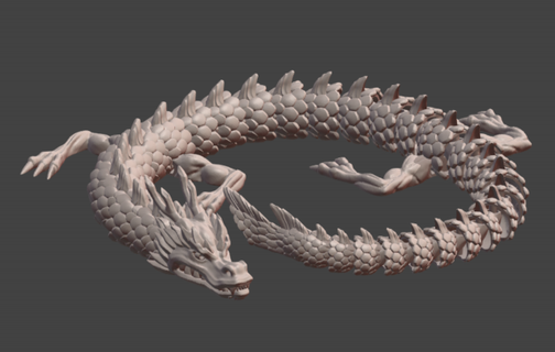 japonés mitológico continuar articulado monstruos criaturas juguete flexible print in place dragónflexible fantasía 3d print model - Mito3D